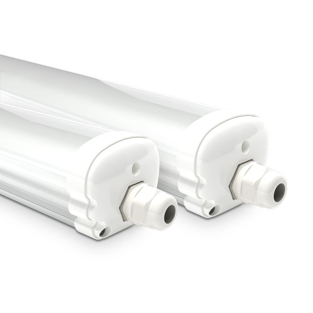 HOFTRONIC LED Feuchtraumleuchte 150 cm IP65 48W 4000K 2er-Pack aus Kunststoff für Keller und Garage