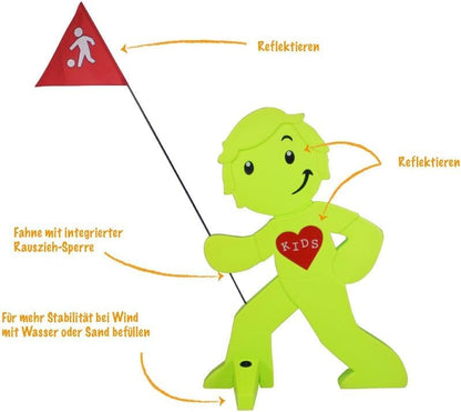 StreetBuddy Warnfigur Kindersicherheit – Achtung langsam Fahren (2er Weiss)
