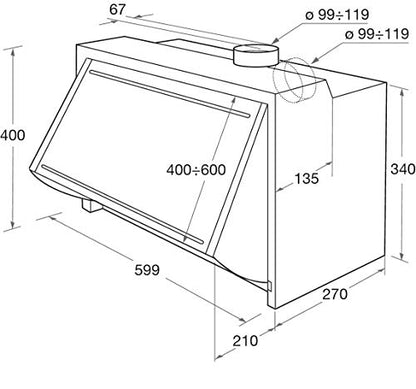 Bauknecht DE 5360 SG/1 Zwischenbau Dunsthaube - 60cm