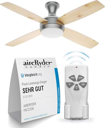 aireRyder Saturn Deckenventilator mit LED & Fernb. - Nickel satiniert