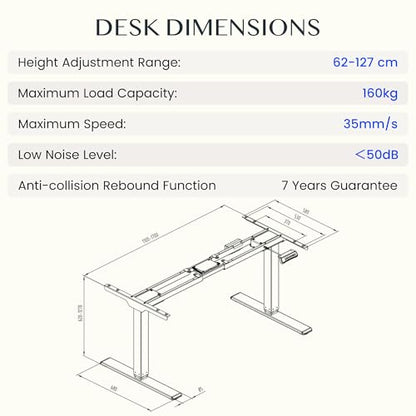 FLEXISPOT PRO Elektrischer Schreibtisch Höhenverstellbar - Schwarz