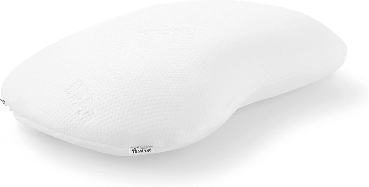 TEMPUR Sonata Memory Foam Nackenstützkissen - Grösse M. Geschwungenes, weißes Kissen zur Druckentlastung und Stützung von Nacken und Schultern im Schlaf.