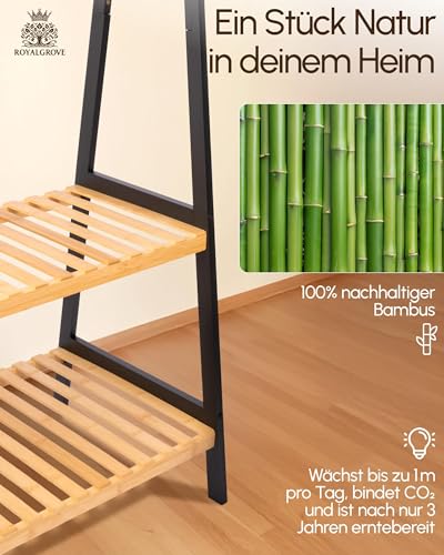 RoyalGrove Kleiderständer mit 2 Ablagen - Bambus schwarz