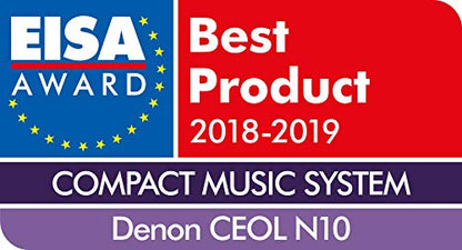 Denon CEOL N-10 Kompaktanlage, HiFi Verstärker mit 2-Wege Lautsprechern, CD-Player, Internetradio, Musikstreaming, HEOS Multiroom, Bluetooth, WLAN, AirPlay 2, Alexa Kompatibel, 2 Optische TV-Eingänge