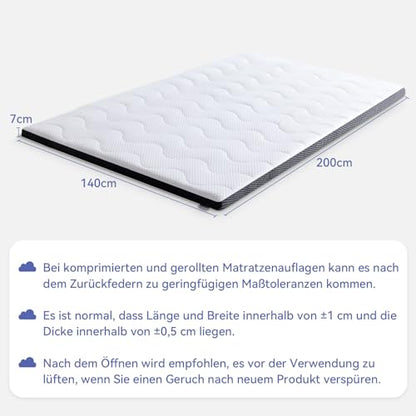 Amazon Basics Gel-Schaum Matratzen Topper - weiss 140x200cm, 7cm