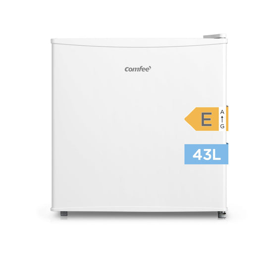 Comfee RCD50WH2(E) Mini Kühlschrank 43L mit Eisfach - Weiss. Das weiße Kompaktgerät kühlt Lebensmittel, Getränke und lagert Gefriergut.