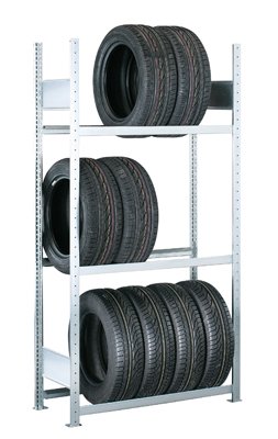 SCHULTE Lagertechnik Reifenregal Grundregal verzinkt 200x130x40cm. Stabiles Metallregal zur Reifenlagerung.