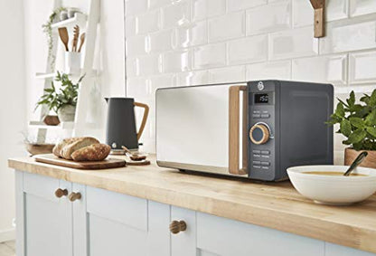 Swan Nordic Wasserkocher Toaster Mikrowelle Set – Grau Holzoptik