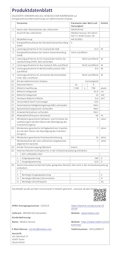 MEDION MD 819001 HD Fernseher 19 Zoll mit DVD-Player 12V