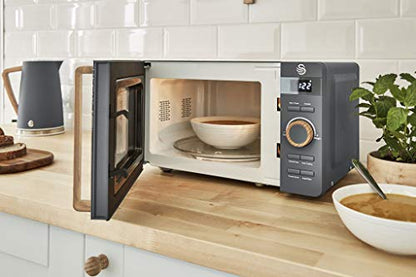 Swan Nordic Wasserkocher Toaster Mikrowelle Set – Grau Holzoptik