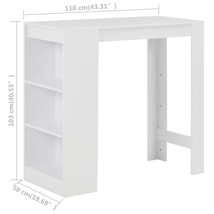 vidaXL Bartisch mit Regal – Stehtisch Küchentheke Weiss
