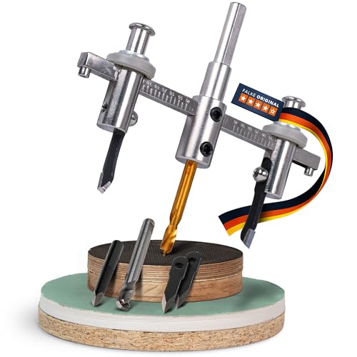 Falke Kreisschneider FKS-H 120 - Verstellbare Universal Lochsäge. Metallisch, schneidet präzise runde Öffnungen in Holz.