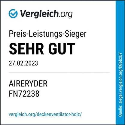 aireRyder Saturn Deckenventilator mit LED & Fernb. - Nickel satiniert