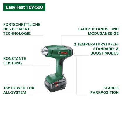 Bosch EasyHeat 18V-500 Akku-Heissluftgebläse inkl. Reduzierdüse