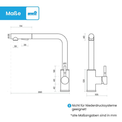 Bächlein Varvaro Einhand-Spültischbatterie - Matt Schwarz