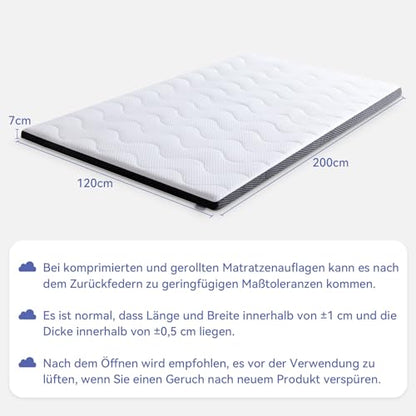 Amazon Basics Gel-Schaum Matratzen Topper 120x200x7cm weiss