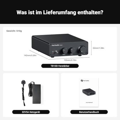 Fosi Audio TB10D 600W 2-Kanal Mini HiFi Stereo Verstärker