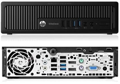 HP EliteDesk i5 Business Mini-PC - 16GB RAM, 512GB SSD, Win 11 Pro. Kompakter, dunkelgrauer PC für professionelles Computing.