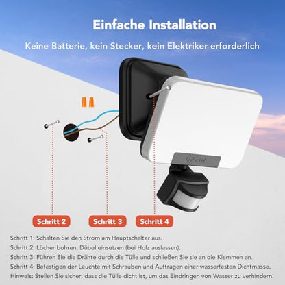 OREiN LED Bewegungsmelder Aussenleuchte – 2er Set, 3 Farben