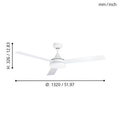 EGLO SESIMBRA Deckenventilator mit Licht – Weiss, Ø 132cm