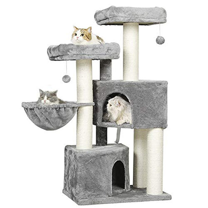 MSmask Kratzbaum XXL Katzenbaum - mit Sisalsäulen & 2 Plattformen