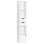 WOLTU Bücherregal SK028ws, Standregal mit Schubladen und Tür, weiss, mit 3 offenen Fächern