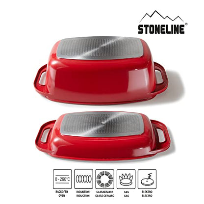 STONELINE Aluguss Bräter Induktion - 43x26 cm Rot, 8.4L