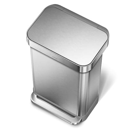 simplehuman CW2024 Rechteck Treteimer 45L gebürsteter Stahl