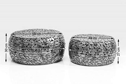 Kare Design Couchtisch Pebbles Deluxe Silber 2er-Set Ø56/66cm
