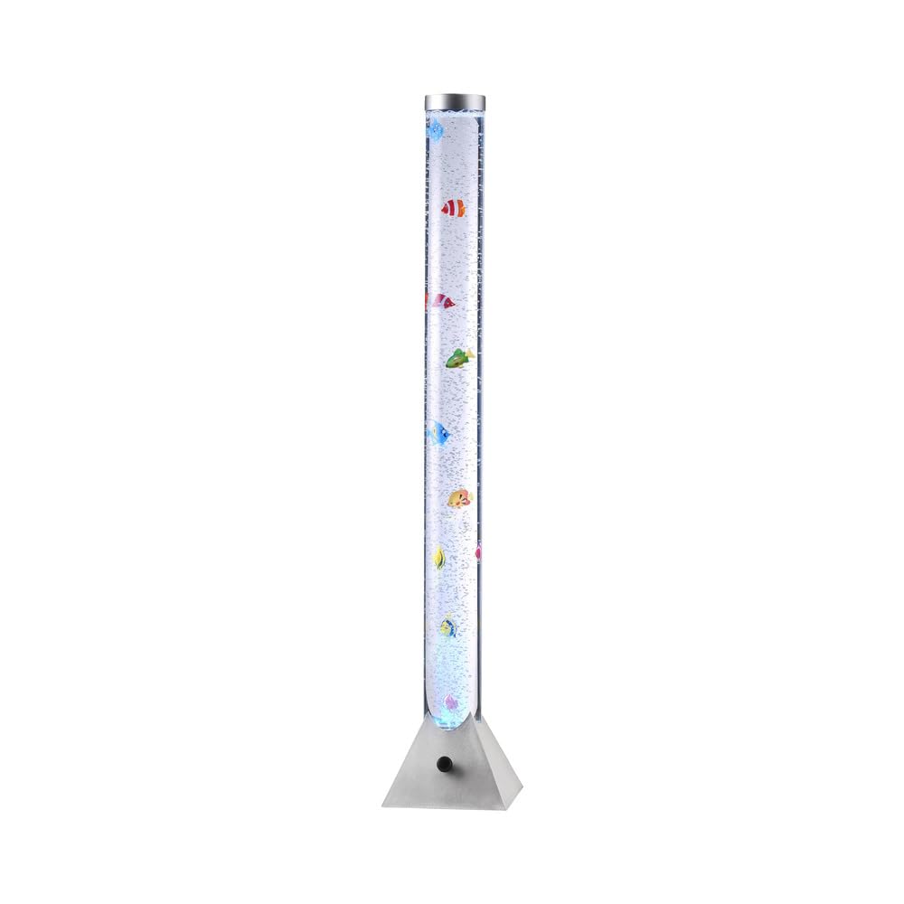 LeuchtenDirekt LED Wassersäule H120cm Kinderzimmer – RGB stahlfarben. Stahlfarbene Säule. LED-Beleuchtung mit RGB-Farbwechsel für visuelle Effekte.