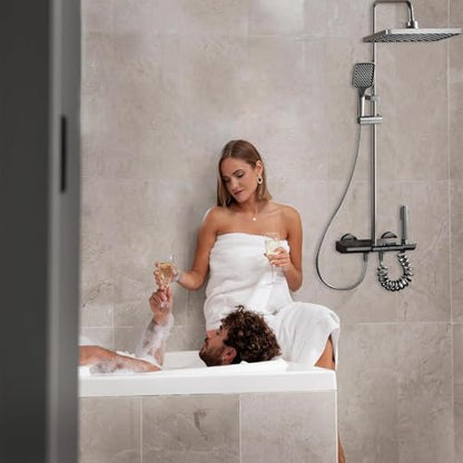 INEX EUROPA Quadratische Regendusche mit Armatur Edelstahl