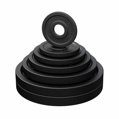 GORILLA SPORTS Olympia Gewichtsscheiben Gusseisen 50mm Bohrung. Runde, schwarze Gusseisenscheibe für 50mm Hantelstangen zum Krafttraining.