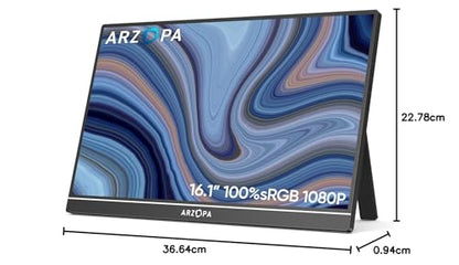 ARZOPA 16.1" Tragbarer Monitor FHD IPS – für Laptop