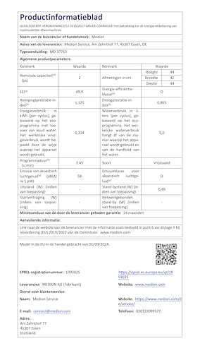 MEDION DWT20 Mini Tischgeschirrspüler Gold, 2 Massgedecke