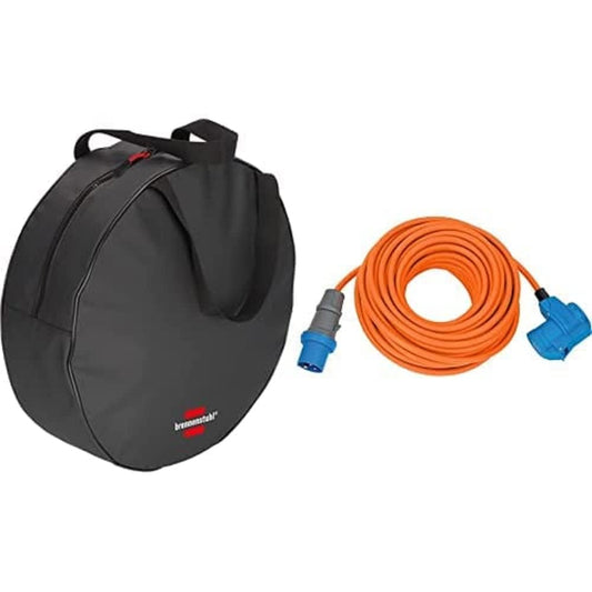 Brennenstuhl CEE Camping Kabel Kombisteckdose Set - mit Tasche. Blau-schwarze CEE-Kombisteckdose für Camping. Wandelt CEE-Strom in Schuko um, IP44 Schutz.