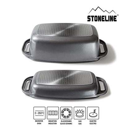STONELINE Aluguss Bräter 40x22 cm Induktion 5,8L Grau