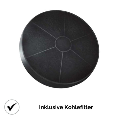 YUNA DUANA Dunstabzugshaube – 60cm Schwarz Glas Abluft/Umluft