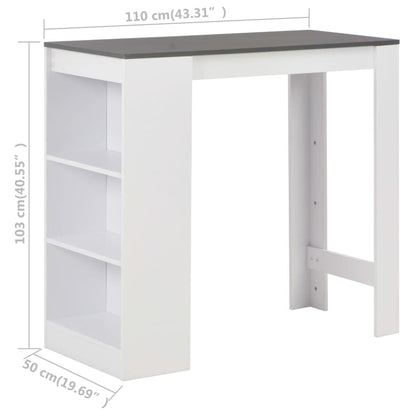 vidaXL Bartisch mit Regal - Stehtisch Küchentheke Weiss