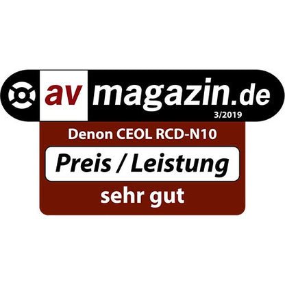 Denon CEOL N-10 Kompaktanlage, HiFi Verstärker mit 2-Wege Lautsprechern, CD-Player, Internetradio, Musikstreaming, HEOS Multiroom, Bluetooth, WLAN, AirPlay 2, Alexa Kompatibel, 2 Optische TV-Eingänge