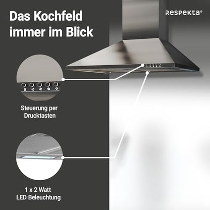 Respekta CH22058IX-B Dunstabzugshaube Wandhaube – 60cm Edelstahl