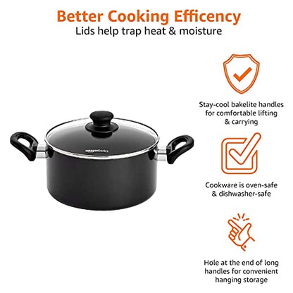 Amazon Basics Kochgeschirr-Set Antihaft Induktion - 6er Schwarz