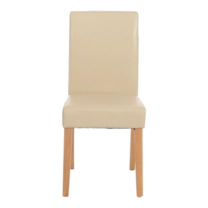 Mendler Littau Esszimmerstuhl 4er-Set - Leder Creme helle Beine