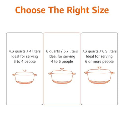 Amazon Basics Rund Schmortopf Emailliertes Gusseisen – 6.9 L Weiss