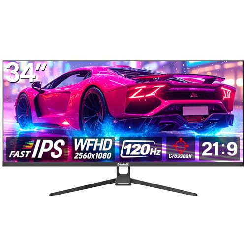 Gawfolk UltraWide 34 Zoll IPS Gaming Monitor 120Hz Schwarz. Breiter, schwarzer Monitor mit IPS-Panel für flüssiges Gaming bei 120Hz.