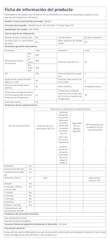 MEDION MD37690 Freistehender Kühlschrank mit Eiswürfelfach 90L