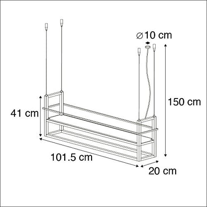 Qazqa Cage Rack Pendelleuchte Industrie Stahl schwarz 4-flammig