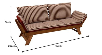DEGAMO Garten Liegesofa Tirol 202cm Eukalyptus Rot-Beige
