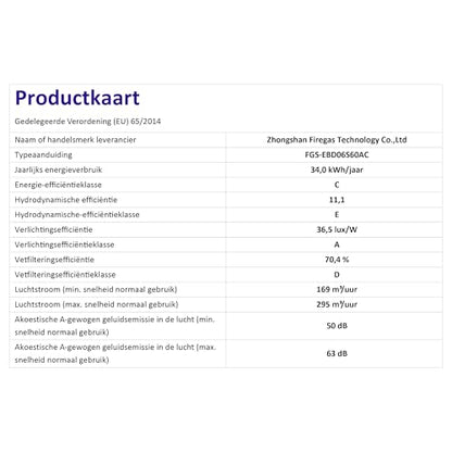 FIREGAS Dunstabzugshaube Wandmontage Pyramide 60cm - Schwarz