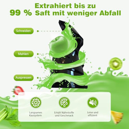 VitaPress Slow Juicer Entsafter - 147mm XXL Einfüllschacht