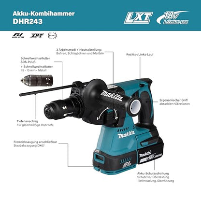 Makita DHR243Z Akku-Kombihammer 18V – Ohne Akku & Ladegerät